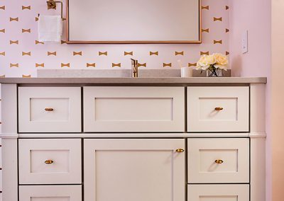 Custom white bathroom vanity cabinets