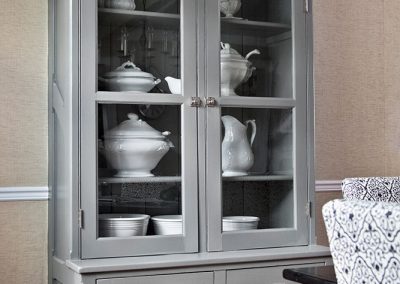 Custom light grey china cabinets