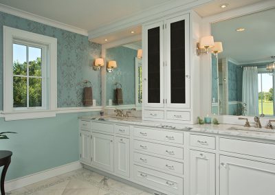 All white custom bathroom cabinets