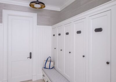 White custom cabinetry in foyer